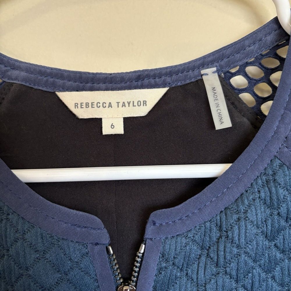 Rebecca Taylor Blue Sleeveless Quilted Zip-Front Fit & Flair Dress Size 6 - Picture 3 of 7